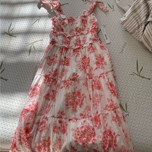 NWT Aqua Pink Floral Midi Dress